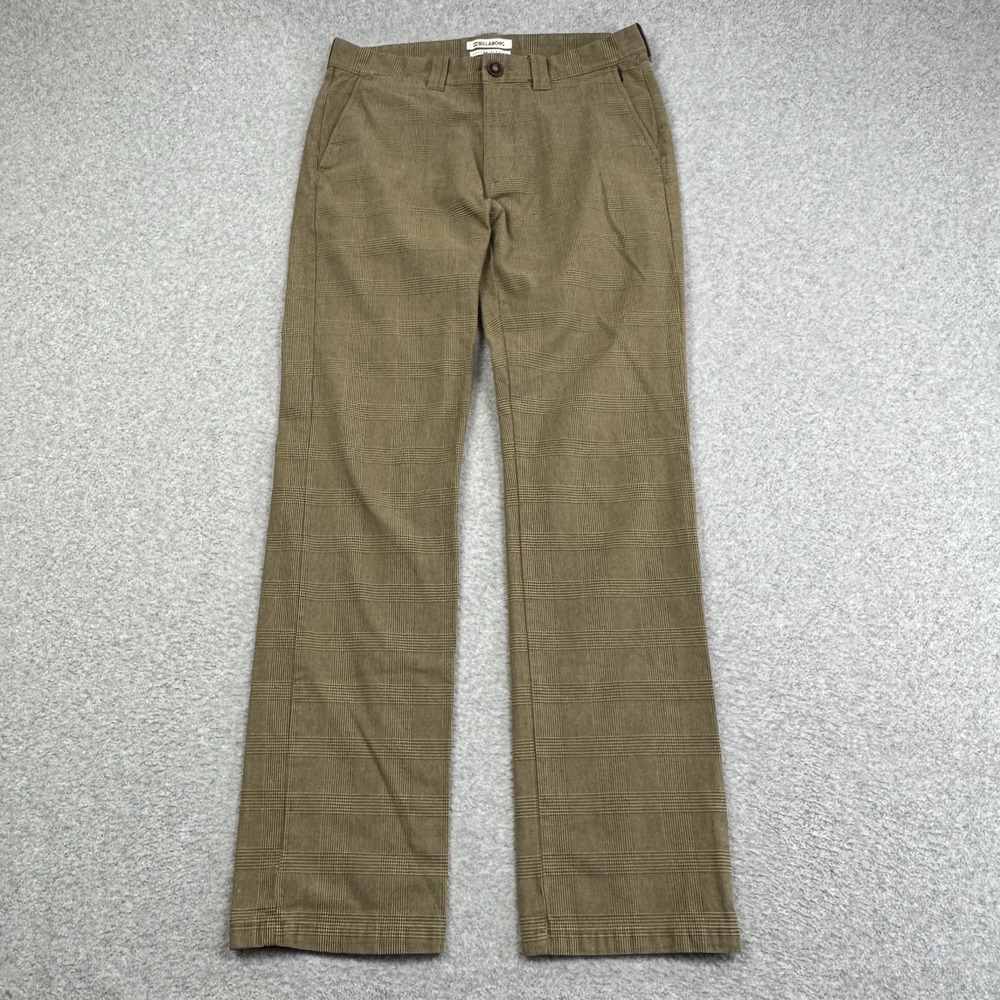 Billabong Carter Stretch Chino Pants Mens‎ 30 32x32 Houndstooth Plaid Brown EUC